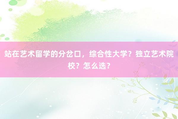 站在艺术留学的分岔口，综合性大学？独立艺术院校？怎么选？