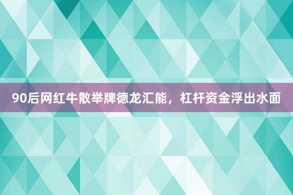 90后网红牛散举牌德龙汇能，杠杆资金浮出水面