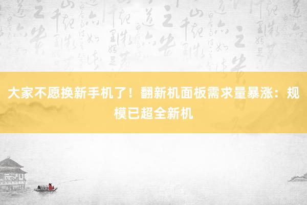 大家不愿换新手机了！翻新机面板需求量暴涨：规模已超全新机