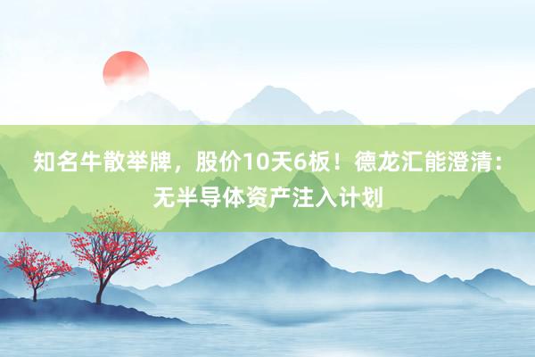 知名牛散举牌，股价10天6板！德龙汇能澄清：无半导体资产注入计划