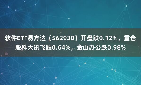 软件ETF易方达（562930）开盘跌0.12%，重仓股科大讯飞跌0.64%，金山办公跌0.98%