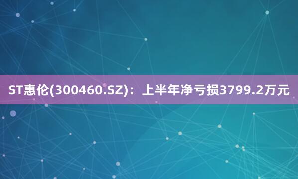 ST惠伦(300460.SZ)：上半年净亏损3799.2万元