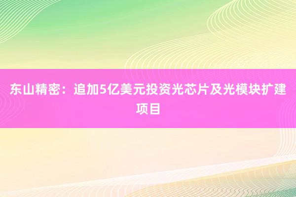 东山精密：追加5亿美元投资光芯片及光模块扩建项目
