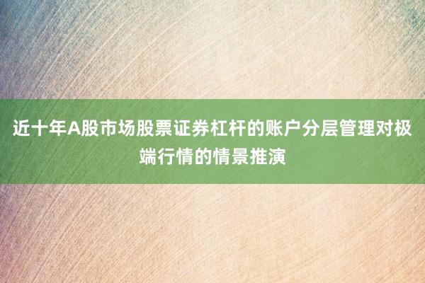 近十年A股市场股票证券杠杆的账户分层管理对极端行情的情景推演