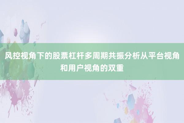 风控视角下的股票杠杆多周期共振分析从平台视角和用户视角的双重