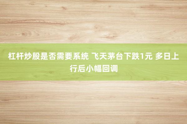 杠杆炒股是否需要系统 飞天茅台下跌1元 多日上行后小幅回调