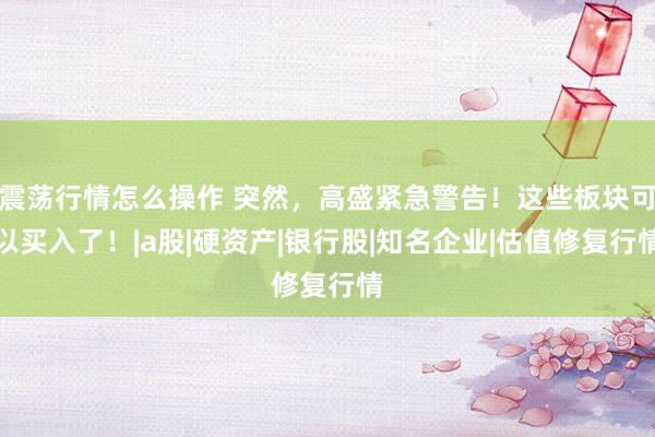 震荡行情怎么操作 突然，高盛紧急警告！这些板块可以买入了！|a股|硬资产|银行股|知名企业|估值修复行情