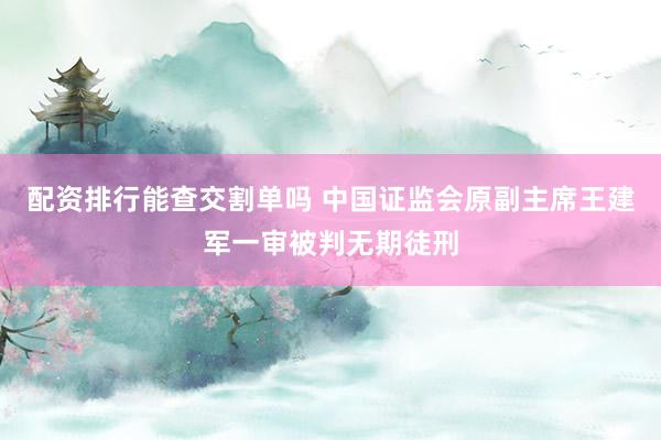 配资排行能查交割单吗 中国证监会原副主席王建军一审被判无期徒刑