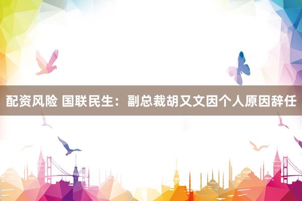 配资风险 国联民生：副总裁胡又文因个人原因辞任