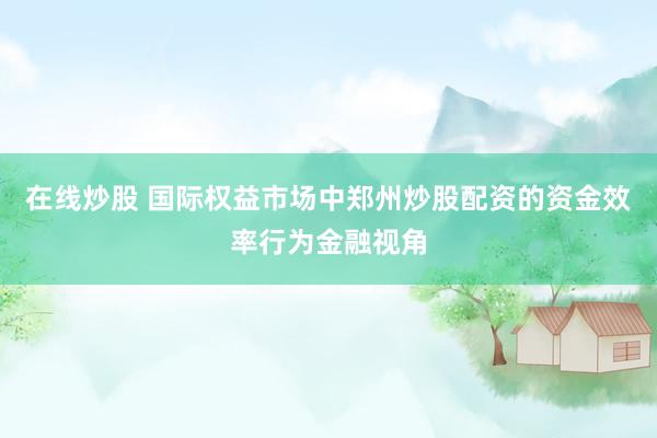 在线炒股 国际权益市场中郑州炒股配资的资金效率行为金融视角
