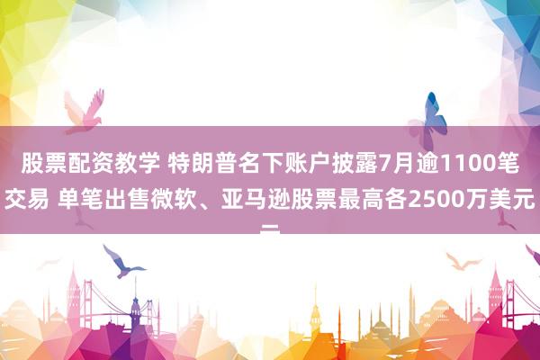 股票配资教学 特朗普名下账户披露7月逾1100笔交易 单笔出售微软、亚马逊股票最高各2500万美元