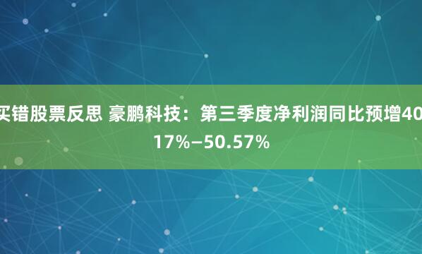买错股票反思 豪鹏科技：第三季度净利润同比预增40.17%—50.57%