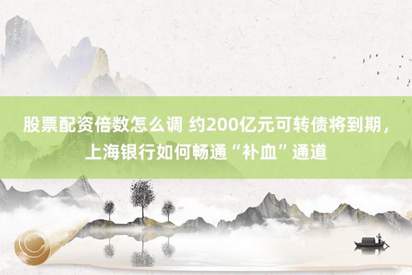 股票配资倍数怎么调 约200亿元可转债将到期，上海银行如何畅通“补血”通道