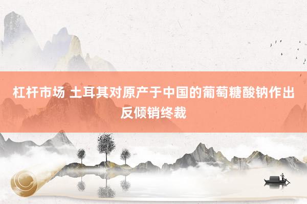 杠杆市场 土耳其对原产于中国的葡萄糖酸钠作出反倾销终裁