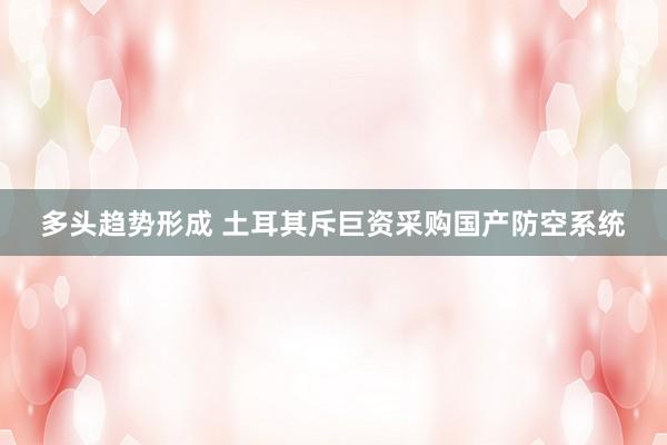 多头趋势形成 土耳其斥巨资采购国产防空系统
